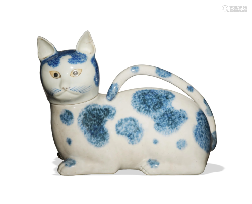 Chinese Blue and White Cat, 18th Century