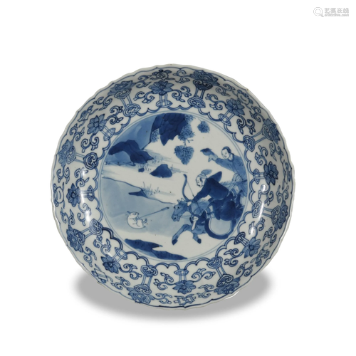 Chinese Export Style Blue and White Plate, Kangxi,Chinese Ex...