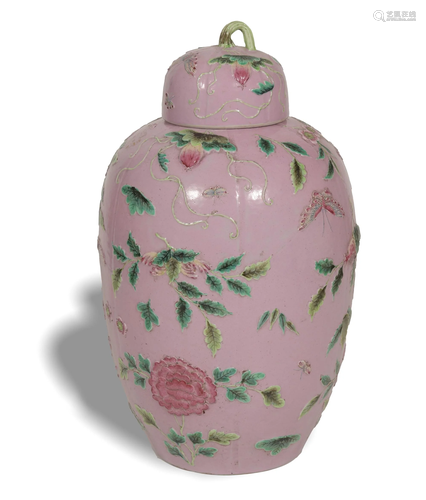 Chinese Famille Rose Melon Jar, 19th Century