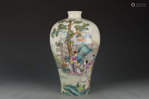 A FAMILLE ROSE LADY MEIPING VASE