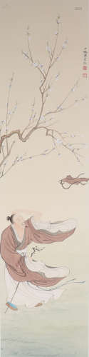 A CHINESE PAINTING SCROLL OF FIGURE, SIGNED CHEN SHAOMEI