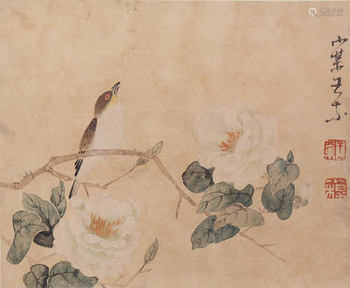 A CHINESE PAINTING SCROLL OF FLOWERS AND BIRD