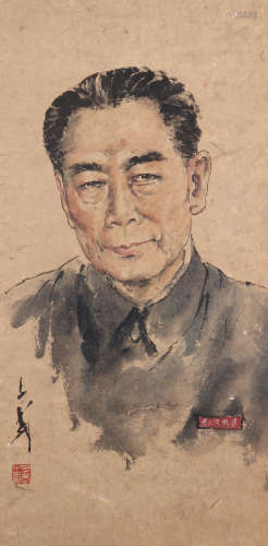 A CHINESE PORTRAIT PAINTING OF FIGURE