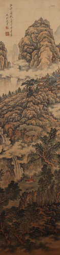 A CHINESE PAINTING SCROLL OF LANDSCAPE, SIGNED SHEN ZHOU