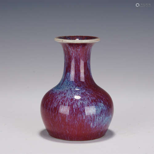 A FLAMBE GLAZE BOTTLE VASE