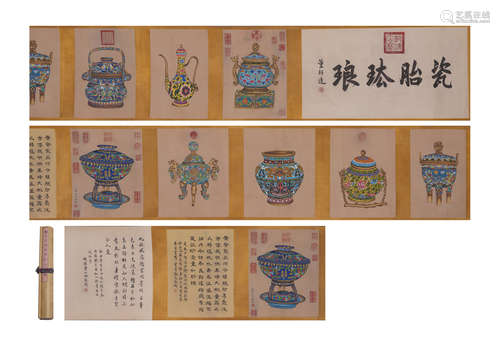 A CHINESE PAINTING HAND-SCROLL OF HUNDRED ANTIQUES