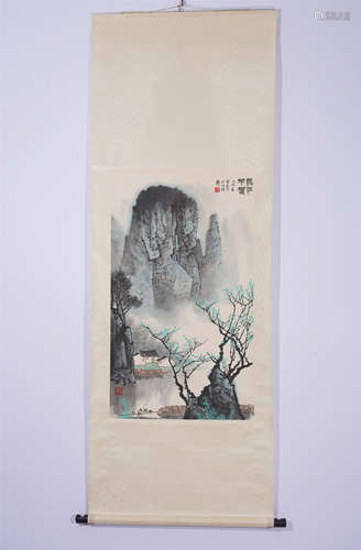 A CHINESE PAINTING HANGING SCROLL OF LI RIVER