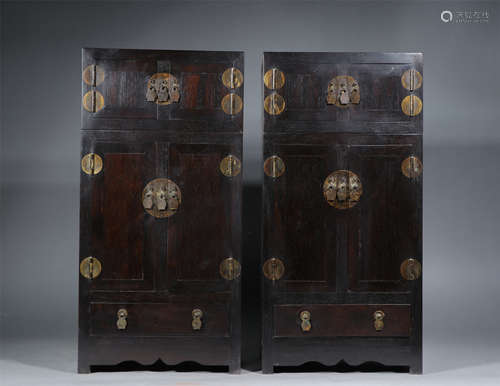 PAIR ROSEWOOD ZITAN CABINETS