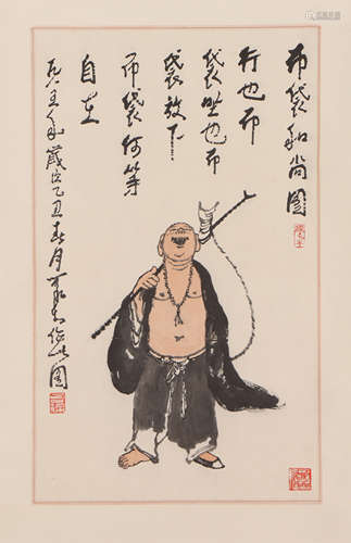 A CHINESE PAINTING OF A MONK