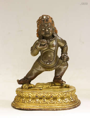 A BRONZE STANDING MAHAKALA PALA STYLE