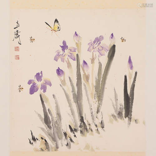 A CHINESE PAITNING OF FLOWERS AND INSECTS