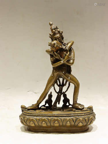 A BRONZE STANDING NANDIKESVARA