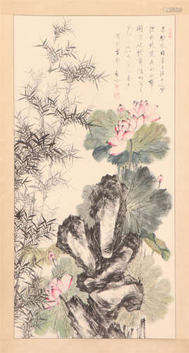 A CHINESE PAINTING OF LOTUS AND BAMBOO