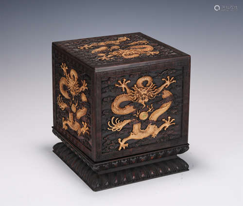 A BOXWOOD INLAID ROSEWOOD ZITAN SEAL BOX