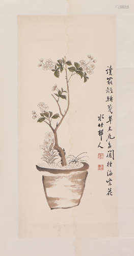 A CHINESE PAINTING OF FLOWERS