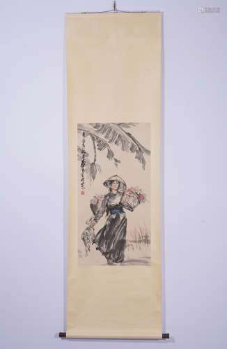 A CHINESE PAINTING HANGING SCROLL OF LADY