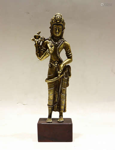 A BRONZE STANDING BODHISATTVA