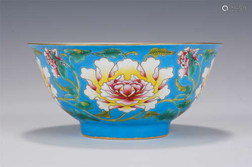 A FAMILLE ROSE PEONY BOWL