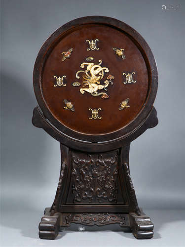 A HARD-STONES INLAID TABLE SCREEN