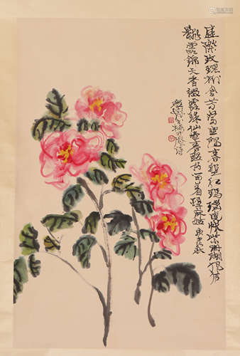 A CHINESE PAINTING OF FLOWERS