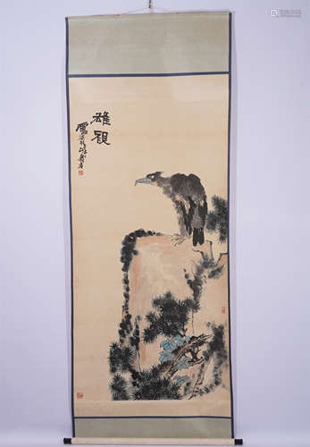 A CHINESE PAINTING HANGING SCROLL OF EAGLE