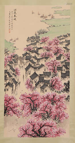 A CHINESE PAINTING DEPICTING SPRING LANDSCAPE