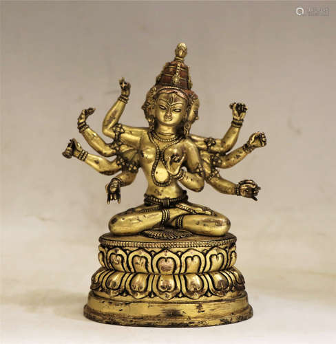 A BRONZE SEATED USHNISHAVIJAYA PALA STYLE