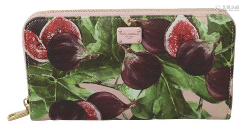 Fig Fruit Dauphine Leather Zipper Continental Wallet