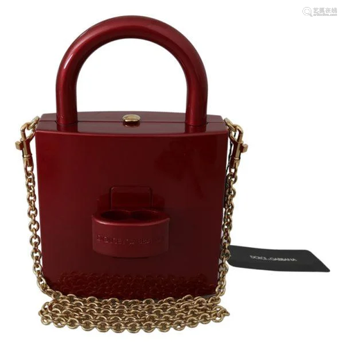 Red Padlock Gold Chain Cross Body Purse Borse BOX