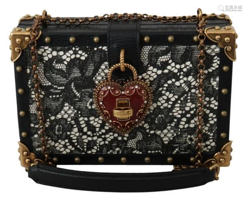 BOX SICILY Black Lace Gold MY HEART Leather Purse