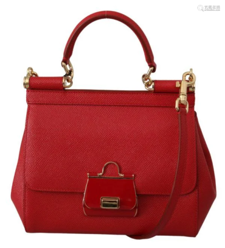 Red Shoulder Purse Borse Satchel Leather SICILY Bag