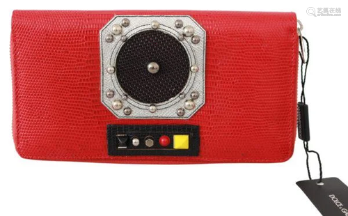 Red Zippered Continental 100% Leather Clutch Wallet