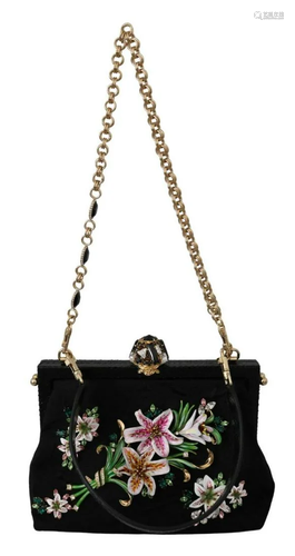 Black Floral Crystal Shoulder Borse VANDA Purse