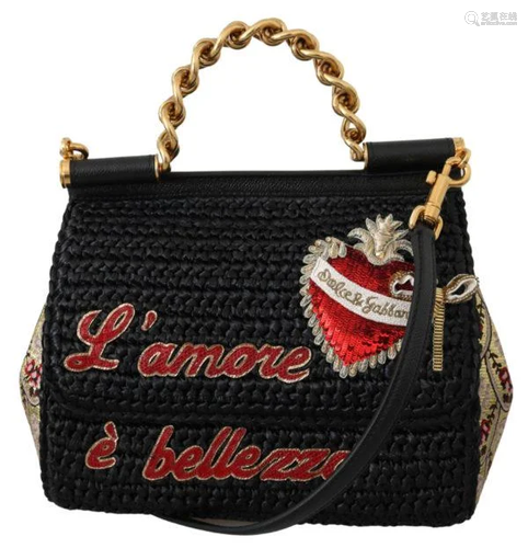 Black Raffia Lâ€™amore e Bellezza Purse Satchel Borse