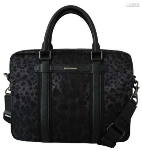 Black Leopard Shoulder Messenger Nylon Leather Bag