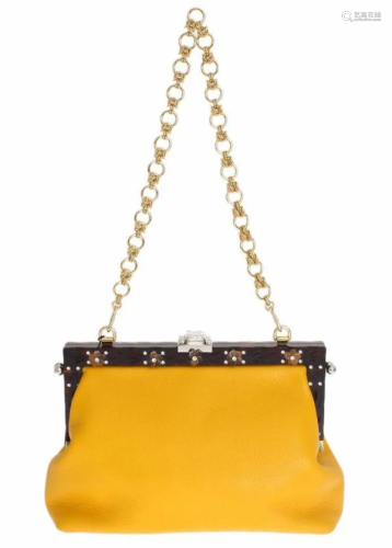 Yellow Leather Crystal Evening Party VANDA Bag