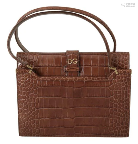 Brown Crocodile Print Leather INGRID Bag