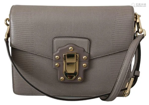 Gray Leather LUCIA Shoulder Messenger Purse