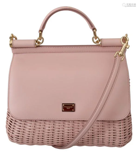 Pink Woven Fiber Shoulder Purse Borse Satchel SICILY