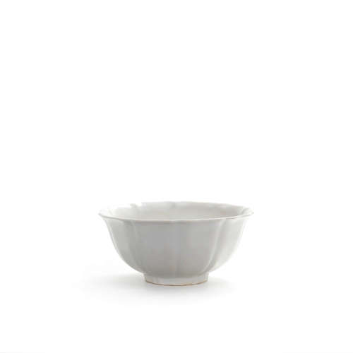 A White Glaze Lobed Bowl