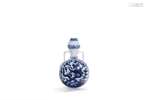 A Blue And White Dragon Gourd Shaped Vase