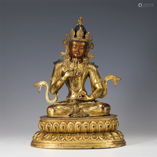 A GILT-BRONZE SEATED VAJRASATTVA