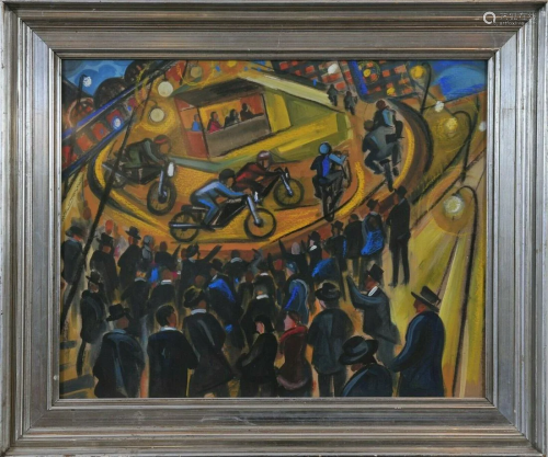 Motorcyle Racing Oil Painting