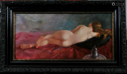 Lying Young Nude Girl On the Sofa Oil Painting