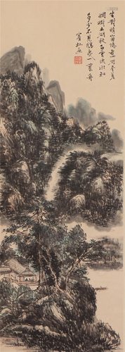 A CHINESE PAINTING HANGING-SCROLL OF HUT IN WOO…