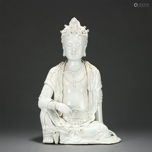 A TIANBAI GLAZED SEATED GUANYIN