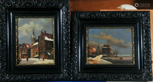 Winter Street Scene Amsterdam Oil Painting