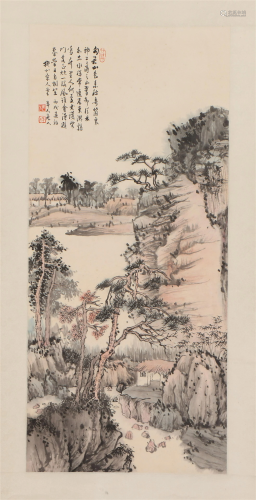 A CHINESE PAINTING HANGING-SCROLL OF MOUNTAIN V…