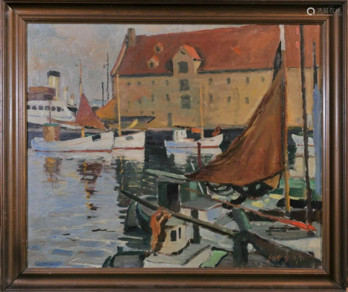 View of A Harbour Oil Painting