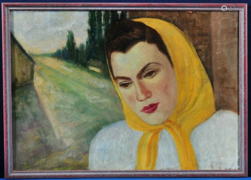 Lady In A Head Scarf Oil Painting